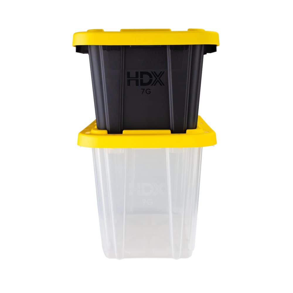 HDX 9 Gal. Tough Storage Tote in Clear with Yellow Lid 999-9G-C-HDX