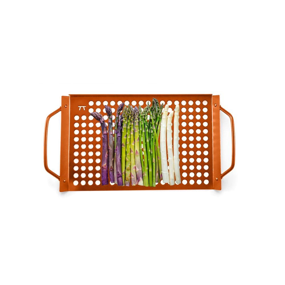 Copper Non-Stick Grilling Tray with Handles, 12.25 in