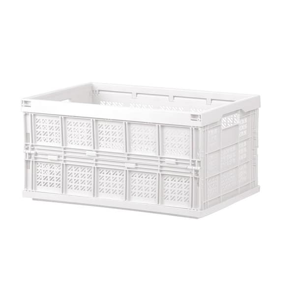 Livinbox Household Series 17.9 in. x 9.4 in. White Transportable Folding White Storage Basket with Handles (10-Pack)