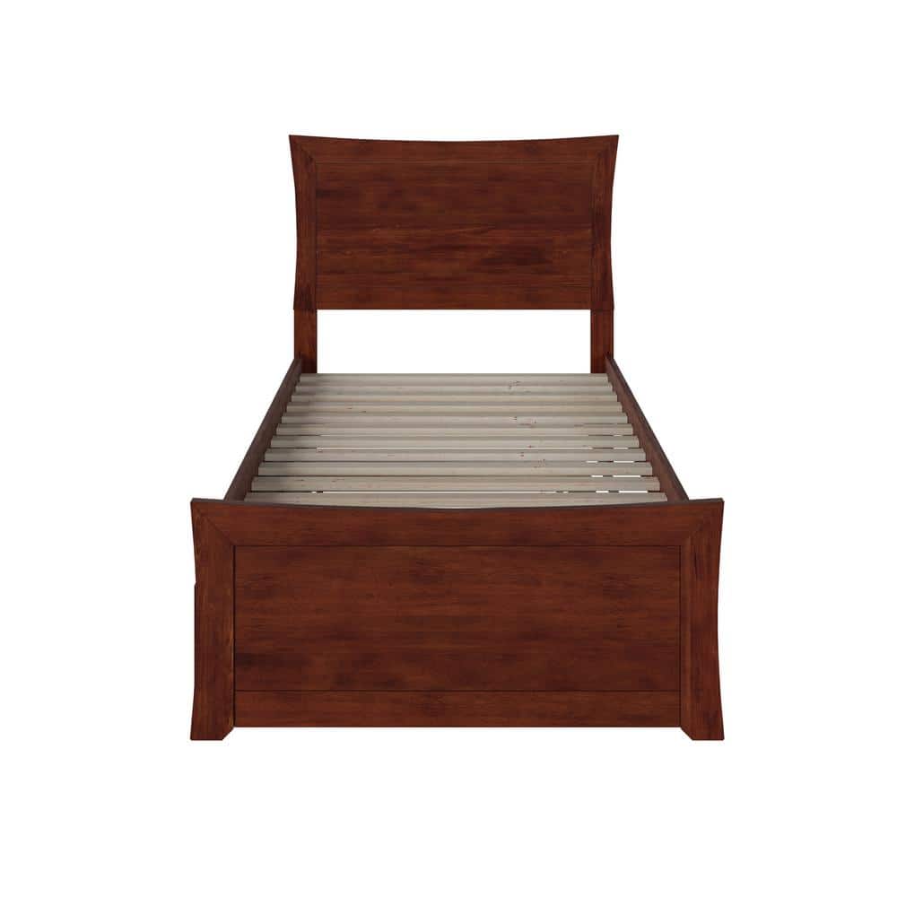 Metro Walnut Twin Platform Bed with Trundle and Slats