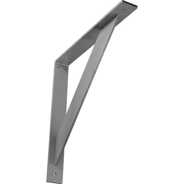 Ekena Millwork 2 in. x 16 in. x 16 in. Steel Hammered Gray Traditional Bracket