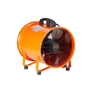 Portable Ventilator 12 in. Heavy Duty Blower Fan with 16.4 ft. Duct Hose 585W Industrial Utility Blower 3198CFM, Orange