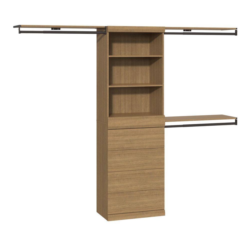 97.55 in. W X 15.91 in. D X 80.57 in. H Mosaics 6-Shelf 4-Drawer 3-Hang Rod Wood Closet System Organizer in Toasted Oak price history on PriceWatchPro