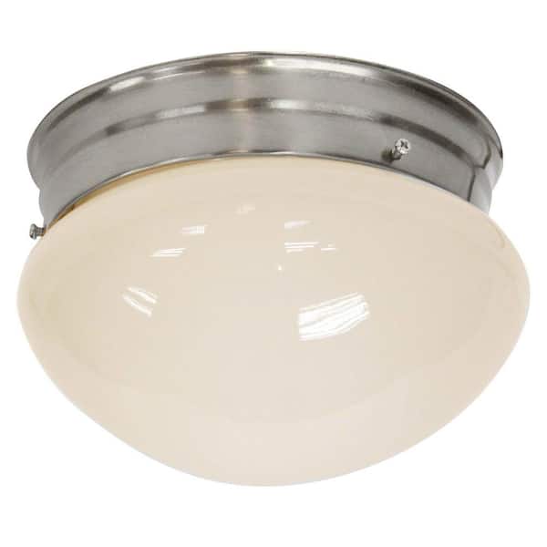 Unbranded Kassy 9.1 in. 50-Watt Brushed Nickel Integrated LED Flush Mount with Frosted Glass Silver Shade