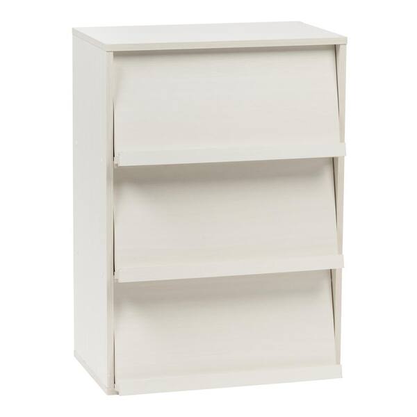 IRIS 32.91 in. White Faux Wood 3-shelf Standard Bookcase with Doors