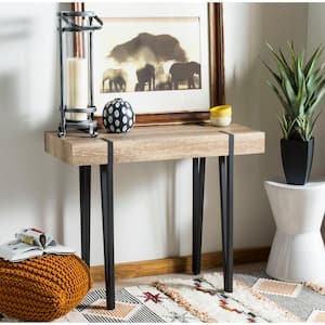 Alyssa 40 in. Brown/Black Standard Rectangle Wood Console Table