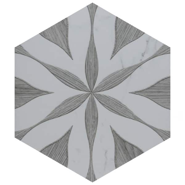 Llama Flower Loire Silver Smoke 8-5/8 in. x 9-7/8 in. Porcelain Floor and  Wall Tile (11.5 sq. ft./Case)