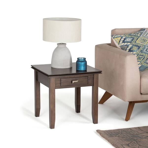 Simpli Home Artisan End Table in Natural Aged Brown 