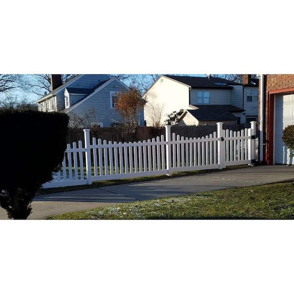 Weatherables Hampshire 4 ft. W x 4 ft. H White Vinyl Picket Fence Gate Kit