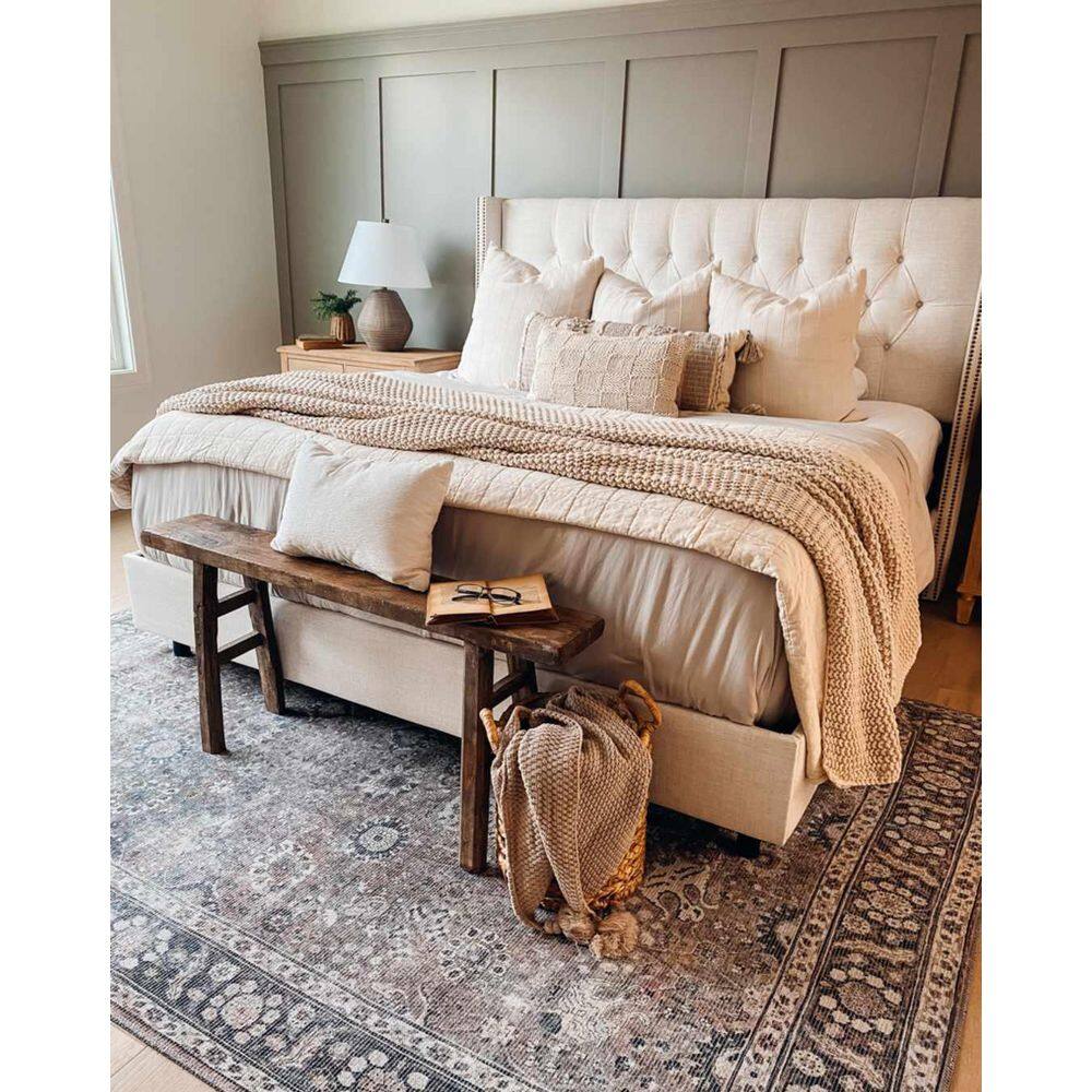 Ganyangan Black and Cream Chenille Cotton Washable Rug 2' x 3'