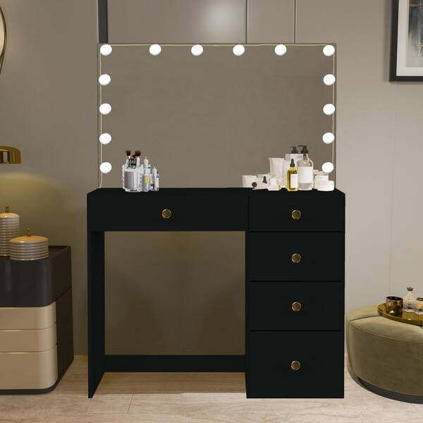 BOAHAUS Pro Modern Black Finish, 5-Drawers 52 in. W Dresser with Mirror