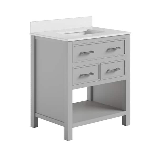 DHP Nevada 30 in. Bathroom Vanity, Gray with Silver Handles