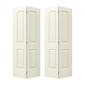 36 in. x 80 in. Santa Fe Vanilla Painted Smooth Molded Composite Closet Bi-fold Double Door