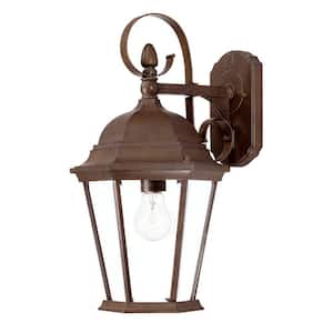 New Orleans Collection 1-Light Burled Walnut Outdoor Wall Lantern Sconce