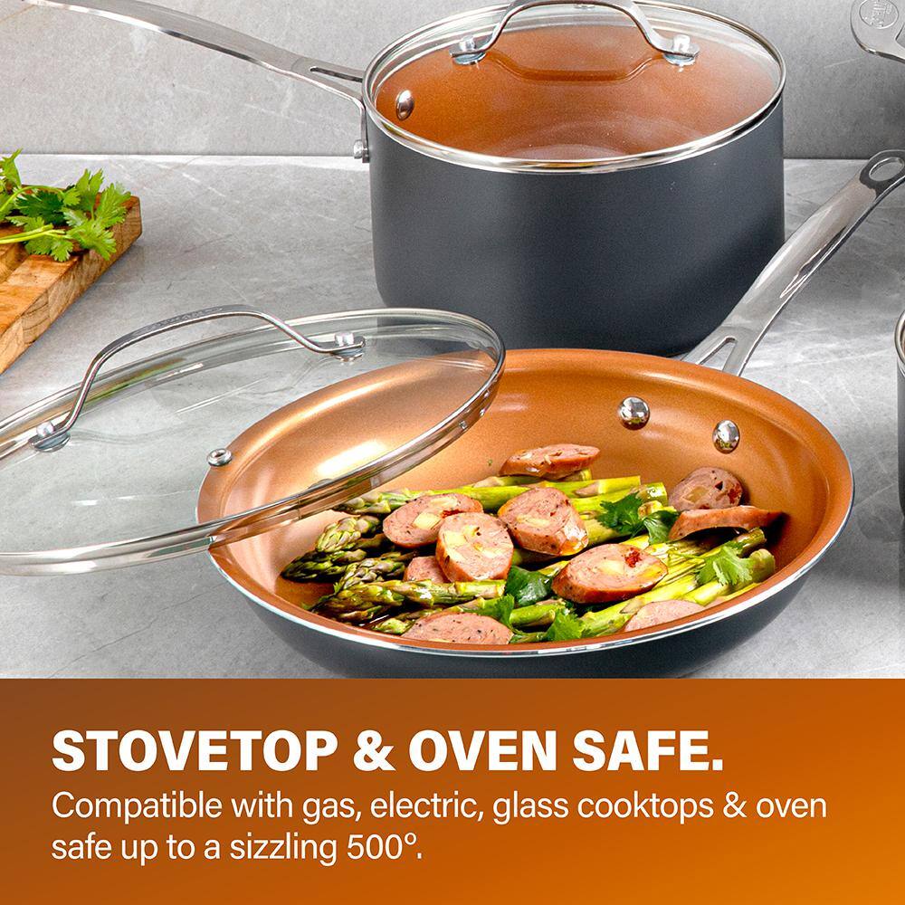 Gray and Copper 12-Piece Nonstick Aluminum Cookware Set