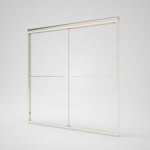 Breeze 60 in. W x 56 in. H Sliding Semi Frameless Tub Door in Brushed Nickel Finish with Clear Glass