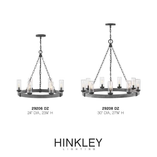 HINKLEY - Sawyer Large 9-Light Aged Zinc Outdoor Hanging Chandelier