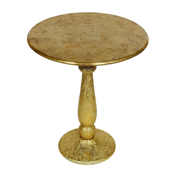 Noble House Inkom 20 in. Gold Embossed Round Metal Accent Table