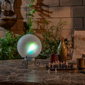 8 in. Dia Indoor/Outdoor Glass Gazing Globe Yard Decoration with Color Changing LED Lights