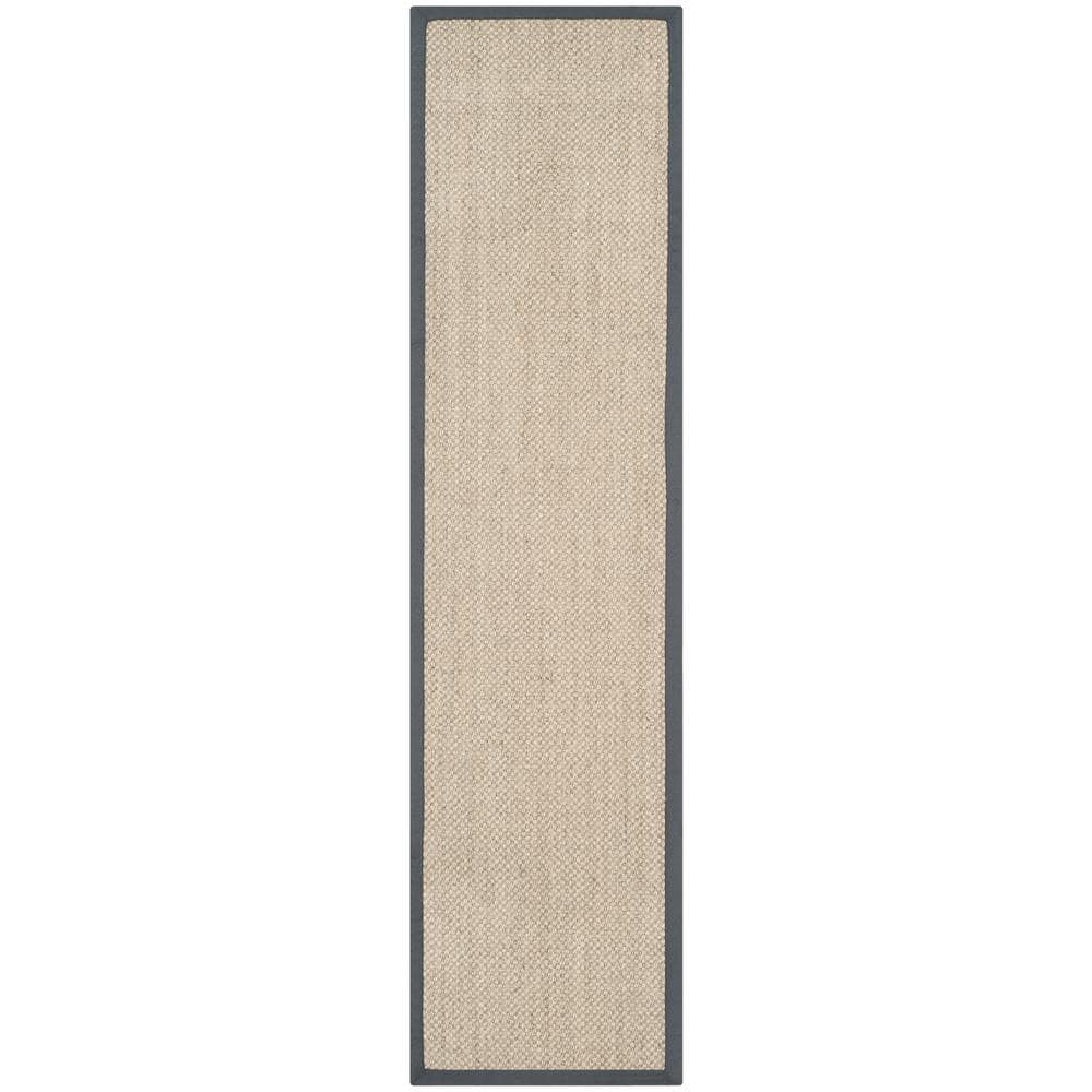 Natural Fiber Marble/Gray 3 ft. x 18 ft. Border Runner Rug price history on PriceWatchPro