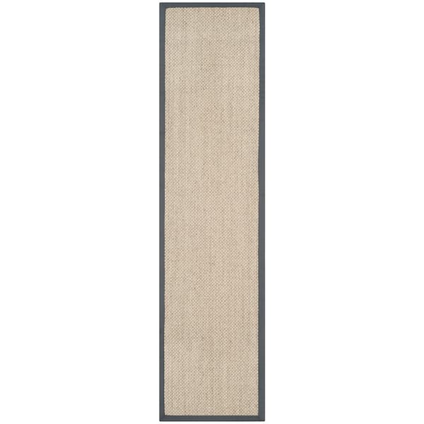 SAFAVIEH Natural Fiber Marble/Gray 3 ft. x 6 ft. Border Runner Rug