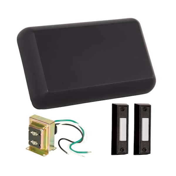 Builder Hardwired 2-Note Doorbell Chime Kit, Transformer 16 Volt/10VA (10 Watts), 2-Wired Push Buttons Included, Black