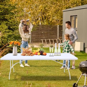 96 in.L x 30 in.W x29 in.H 8 Ft Picnic Table Multi-Purpose Outdoor Folding Table Casual Table For Game Party/Camping
