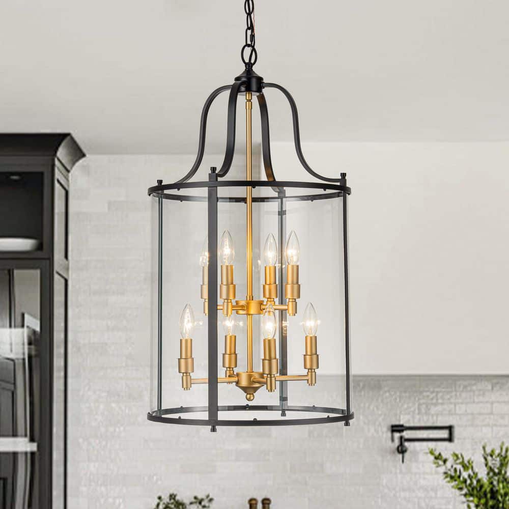 Diseno 8-Light 17.1 in. W Matte Black Chandelier with Large Bucket Clear Glass Candlestick Chandelier for Kitchen Island price history on PriceWatchPro