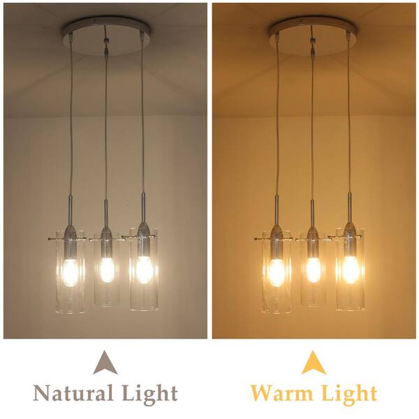 LWYTJO 60 -Watt 3-Light Chrome Simple Pendant Light with