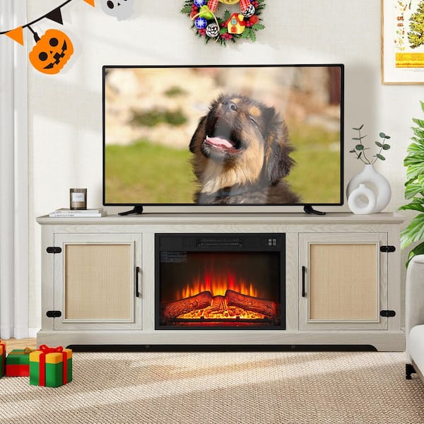 ToolCat 65 in. Freestanding TV Stand with 23 in. Fireplace Insert