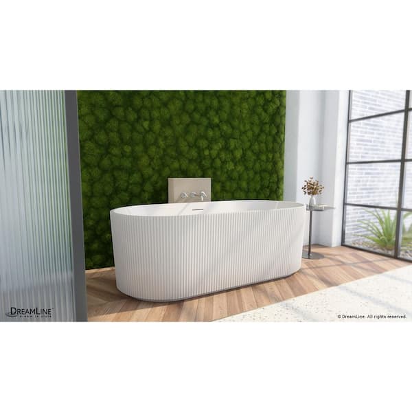 DreamLine Charisma 67 in. x 29 in. Freestanding Acrylic Soaking Bathtub with Center Drain in Brushed Nickel