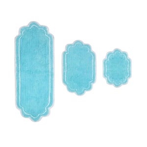 Allure Collection 100% Cotton Tufted Bath Rug, 3-Pcs Set with Runner, Turquoise