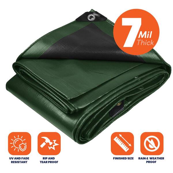 TARPCO SAFETY 6 ft. x 8 ft. Green/Black 7 Mil Heavy Duty