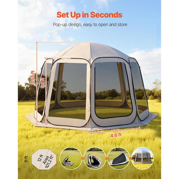 VEVOR Screen House Tent, 12 x 11 ft. 10-12 Person Pop Up Screen
