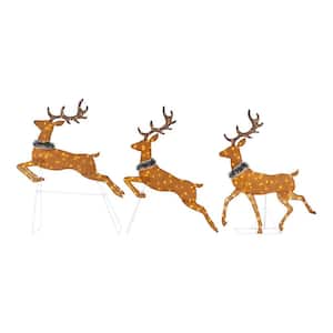 58 in Warm White LED 2D Set Of 3 Deer Holiday Yard Decoration
