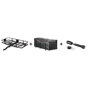 Combo Kit, 60 in. x 24 in. Steel Basket Hitch Cargo Carrier (500 lbs., Folding 2 in. Shank) with Cargo Bag & Hitch Lock