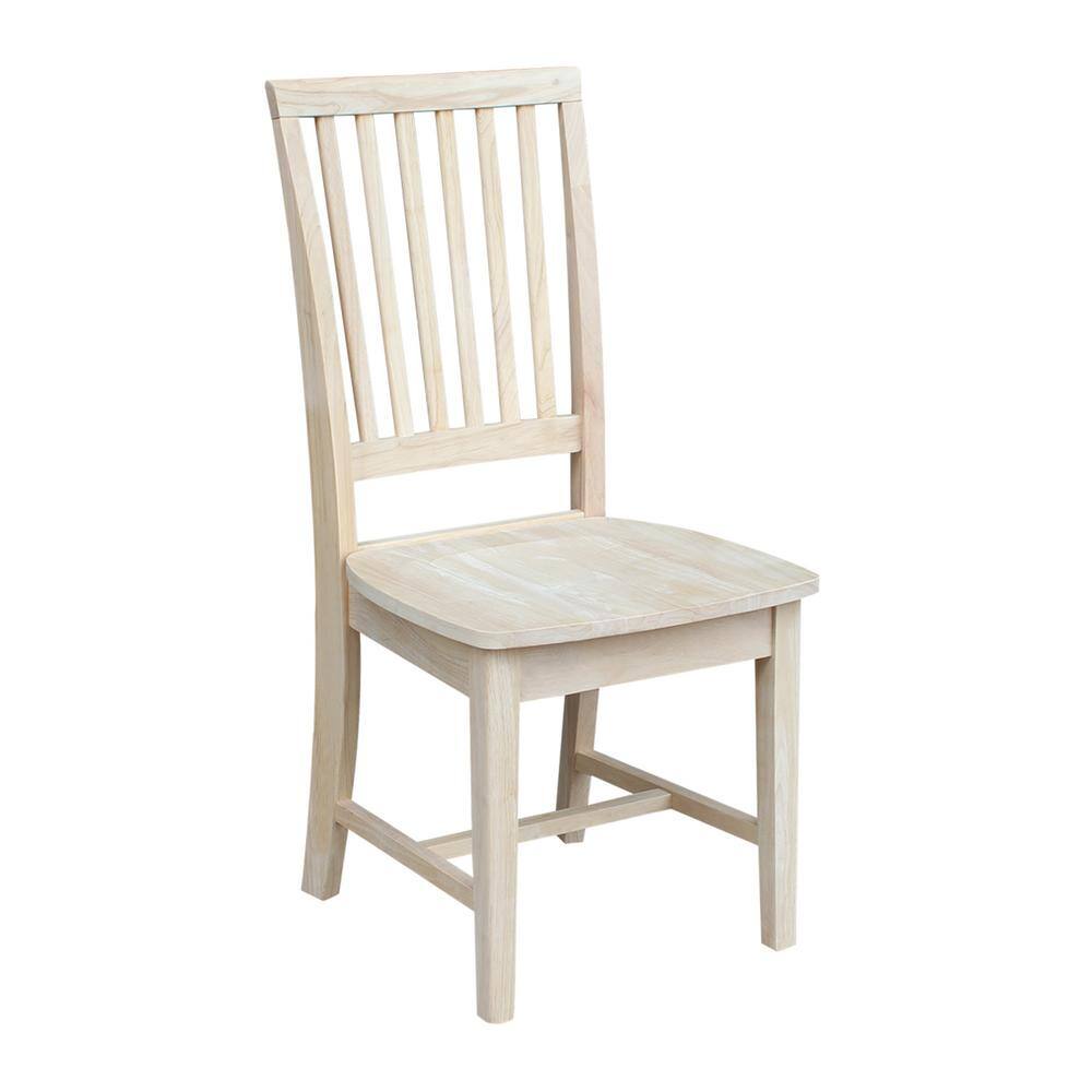 Classic Unfinished Solid Parawood High Slat Side Chair, Set of 2