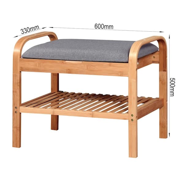 Honey-Can-Do 2-Tier Entryway Shoe Bench Walnut