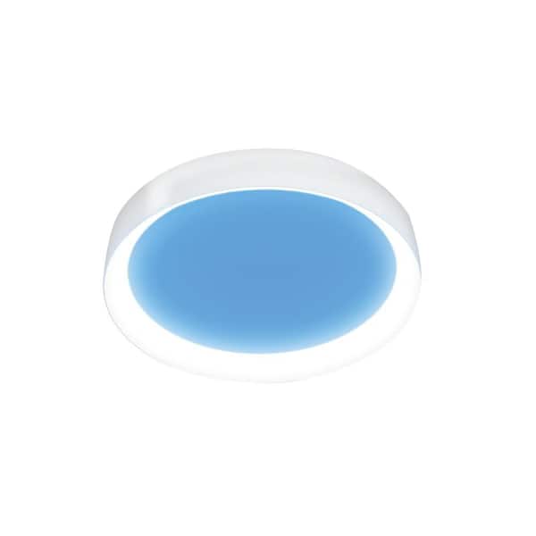 15 in. Vista Artificial Skylight White Integrated LED Round Ceiling Flush Mount Light MultiMode Color Change 5CCT