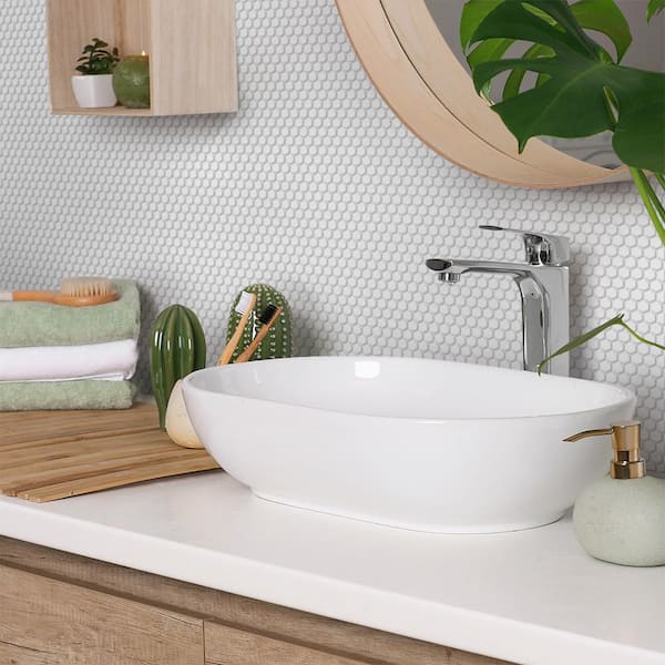 Merola Tile - Metro 1 in. Hex Matte White 10-1/4 in. x 11-7/8 in. Porcelain Mosaic Tile (8.6 sq. ft. /Case)