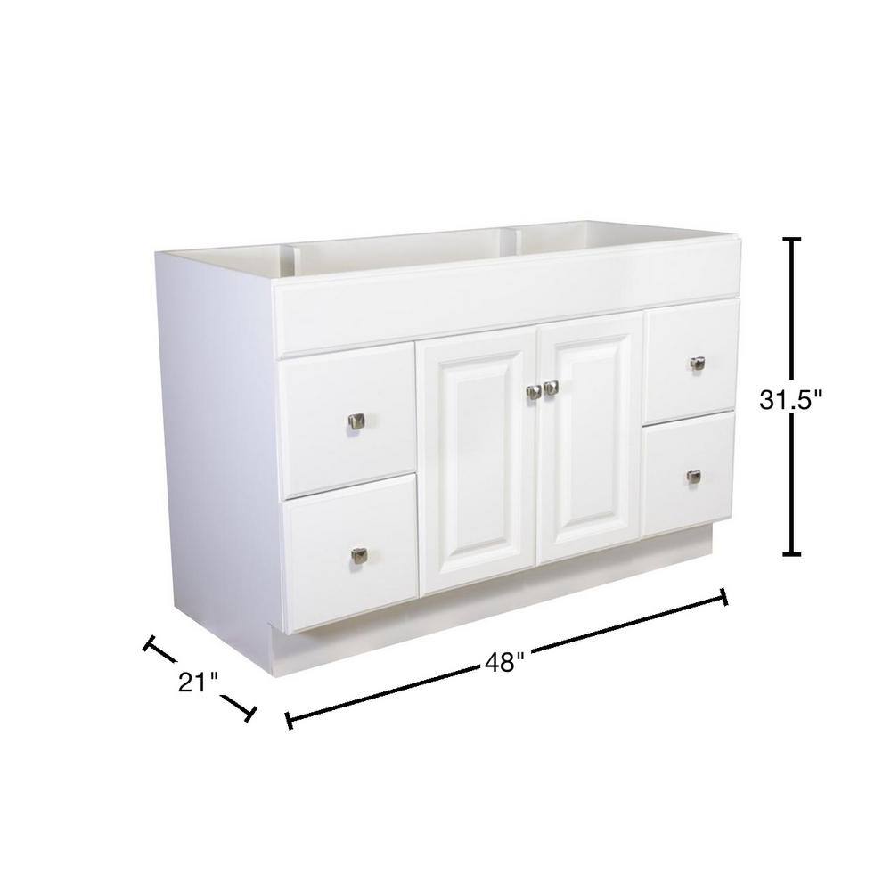 Wyndham 48-Inch Semi-Gloss White MDF Freestanding Bathroom Vanity