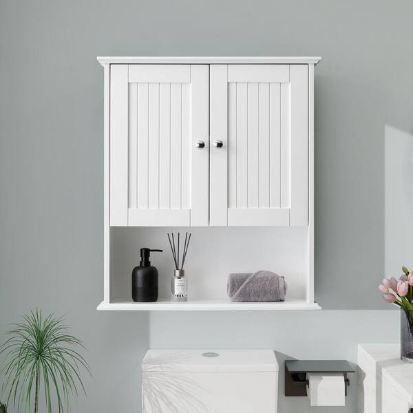 SJ STAR&JANE Noah 26 in. W x 8 in. D x 30 in. H Bathroom Storage Wall Cabinet in White Ready to Assemble