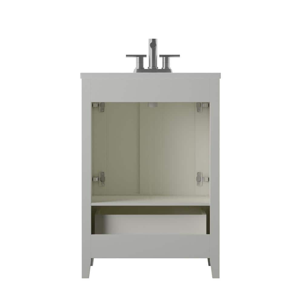 White Freestanding Single Bathroom Vanity with Lower Drawer