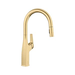 Rivana Single-Handle Pull-Down Sprayer Kitchen Faucet in Brushed Gold