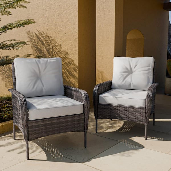 EAGLE PEAK 2 Pieces Patio Furniture Sets Wicker Rattan Dining Chairs with Cushions