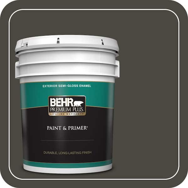 BEHR PREMIUM PLUS 5 gal. #T18-11 Unplugged Semi-Gloss Enamel Exterior Paint & Primer