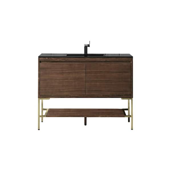 James Martin Vanities Mantova 47.3 in. W x 18.1 in. D x 36 in. H Single Bathroom Vanity in Mid-Century Walnut with Charcoal Black Top
