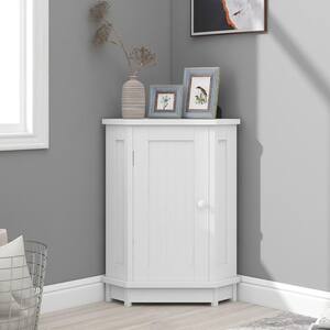 17.5 in. W x 17.5 in. D x 31.4 in. H White Triangle Corner Linen Cabinet with 2 Adjustable Shelfs in White