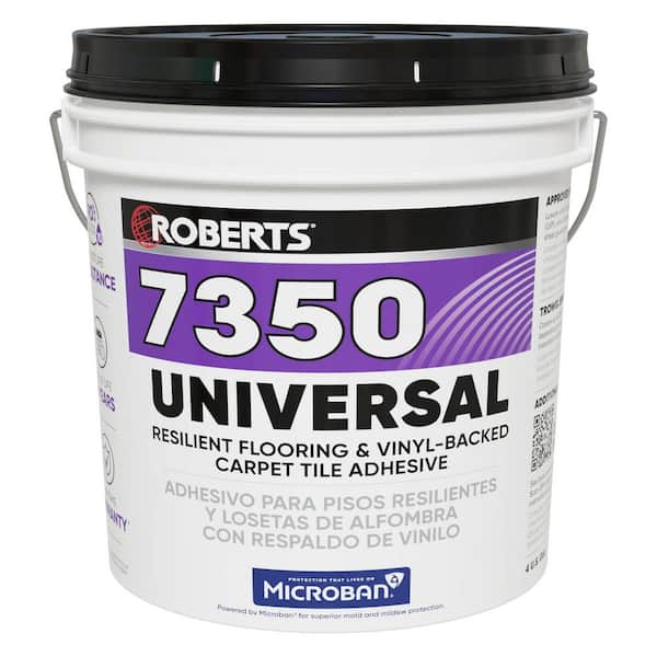 7350 4 Gal. 8-10 Hour Dry Time Universal Resilient Flooring, Vinyl-Backed Carpet Tile Floor Adhesive in Off White