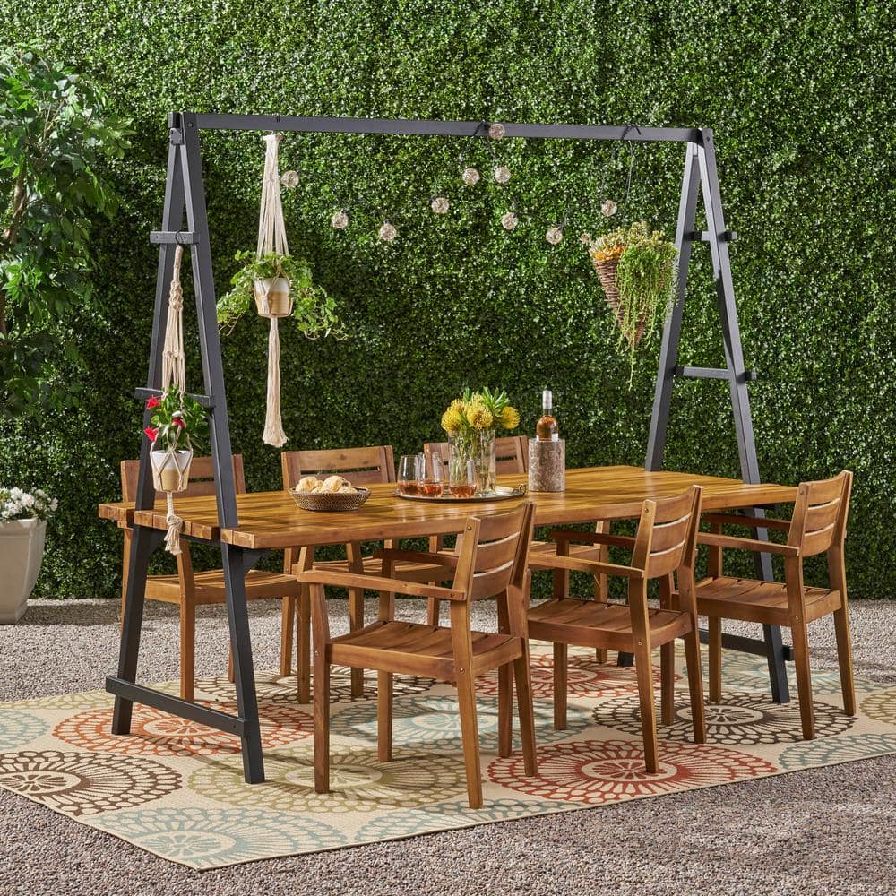 Terabithia 80 in. Black 7-Piece Metal Rectangular Patio Outdoor Dining Set price history on PriceWatchPro